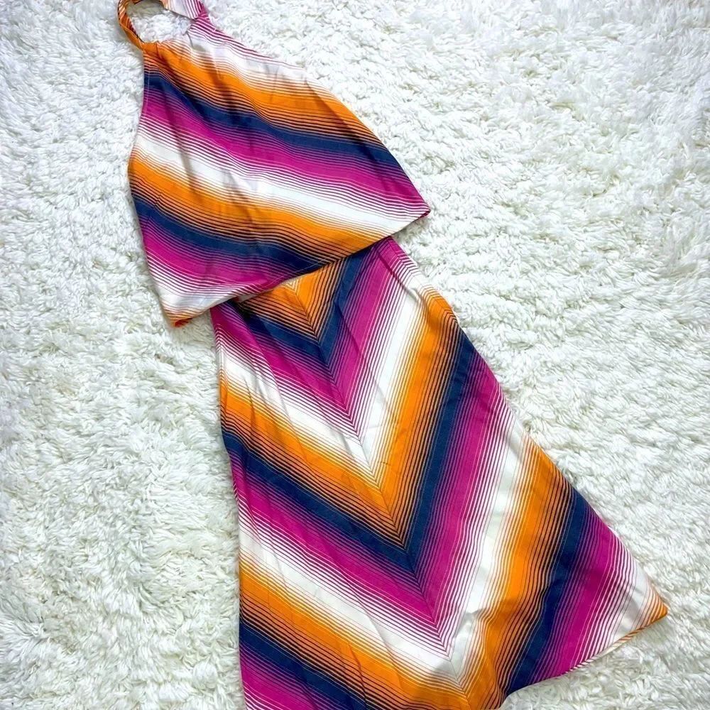 Trina Turk Halter Top Midi Skirt Rainbow Set